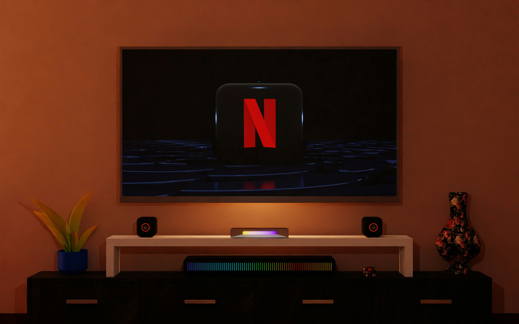 Fernseher wird im Wohnzimmer gereinigt